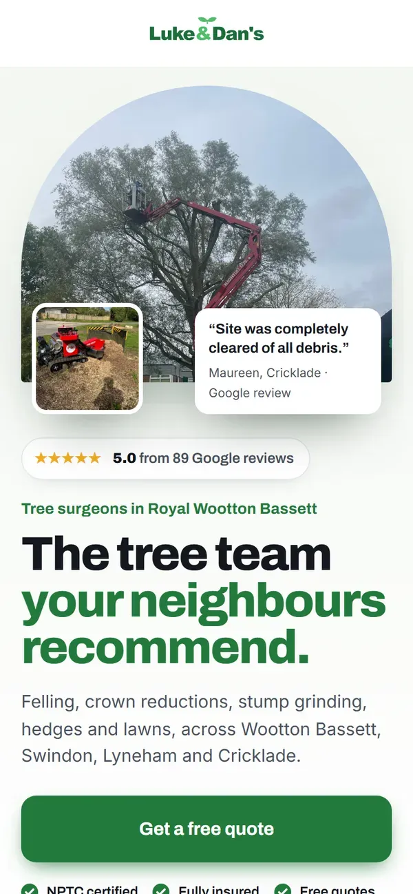 Luke and Dan's Garden Services's website on a phone: the first thing a customer sees