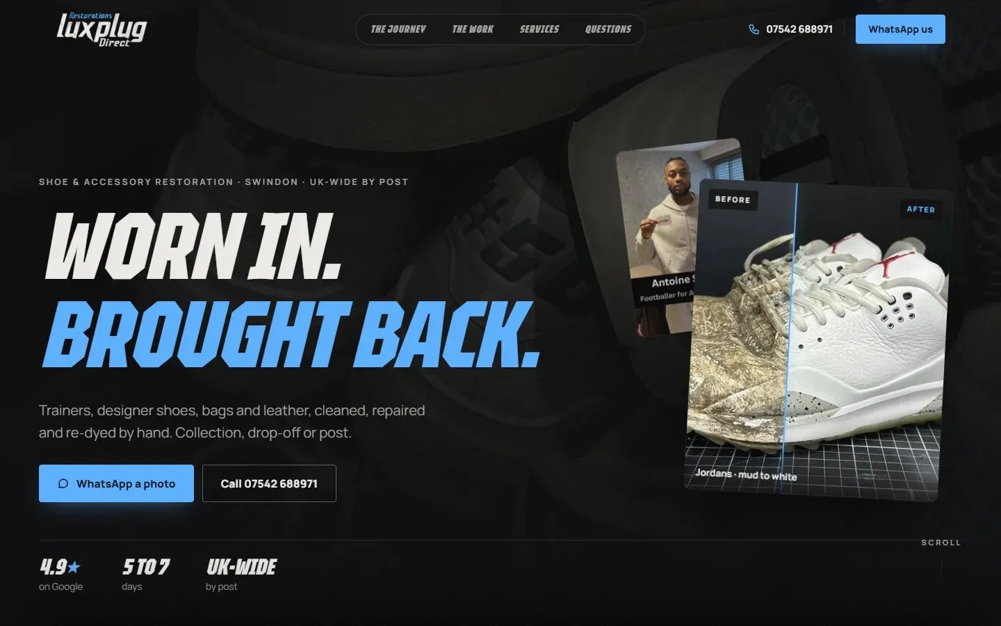 LuxPlugDirect Restorations's new website, as it looks on a laptop