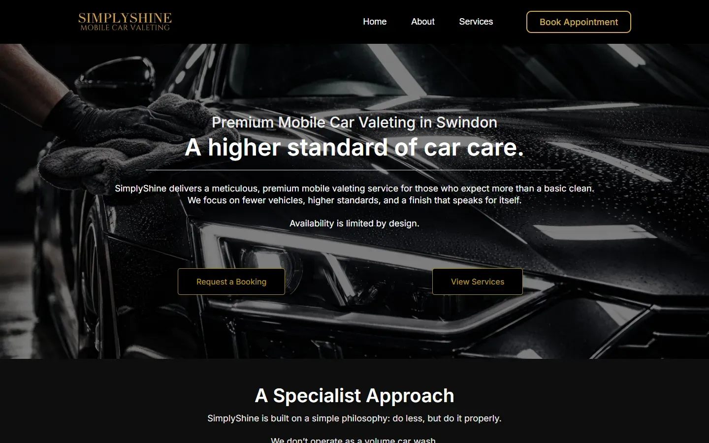 The website we built for SimplyShine, on a laptop