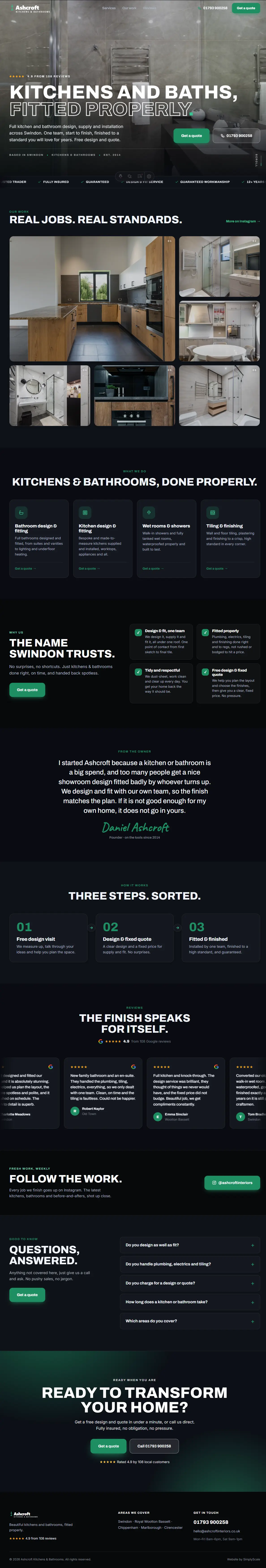 Sample website design, Kitchens & Bathrooms