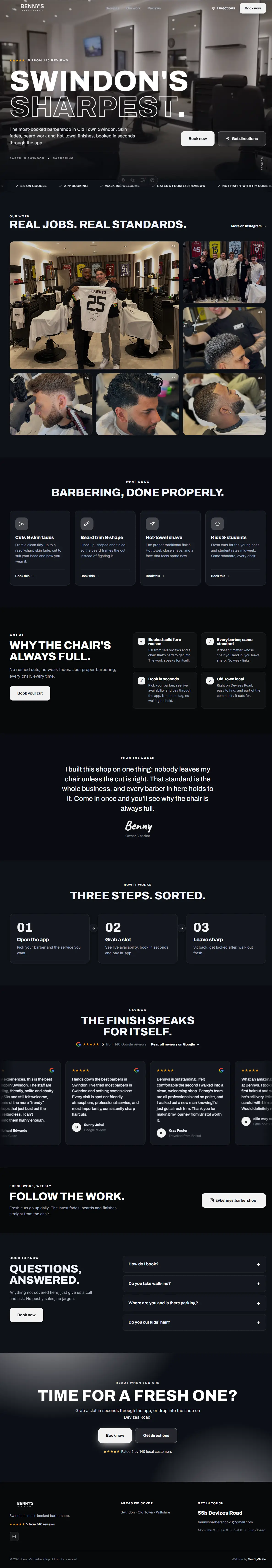 Benny's Barbershop website — Barbershop