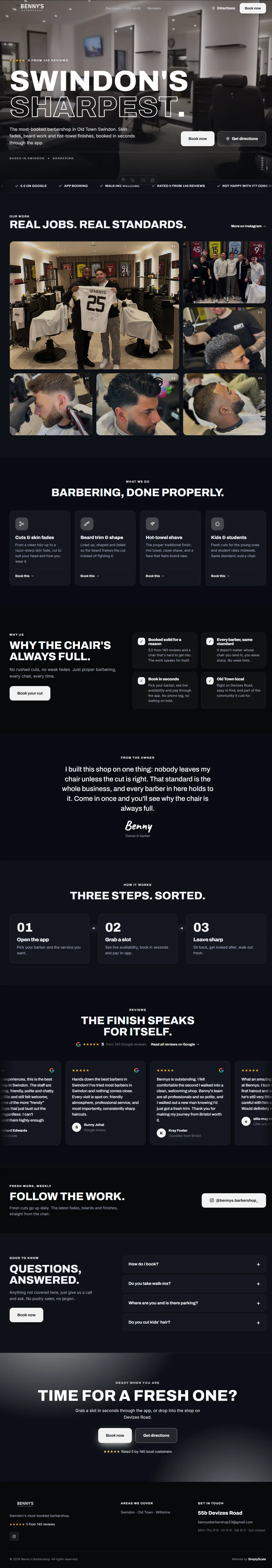 Sample website design, Barbershop