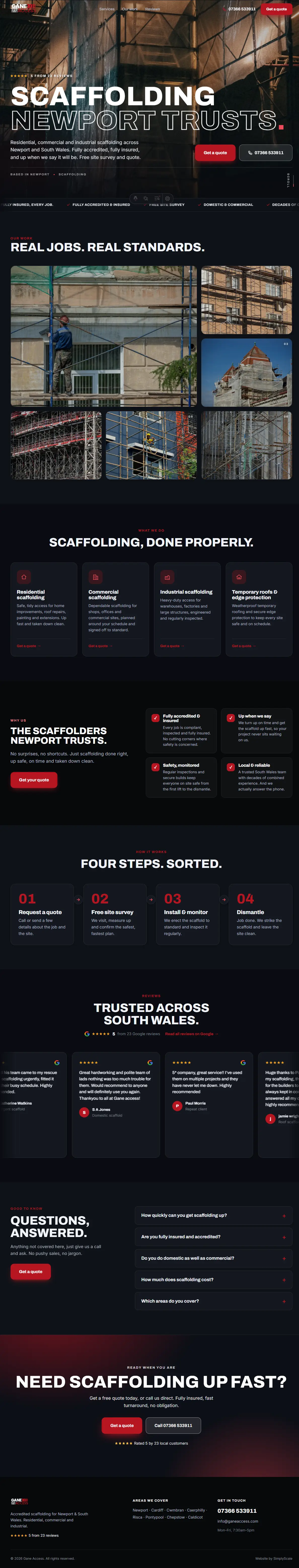 Sample website design, Scaffolding