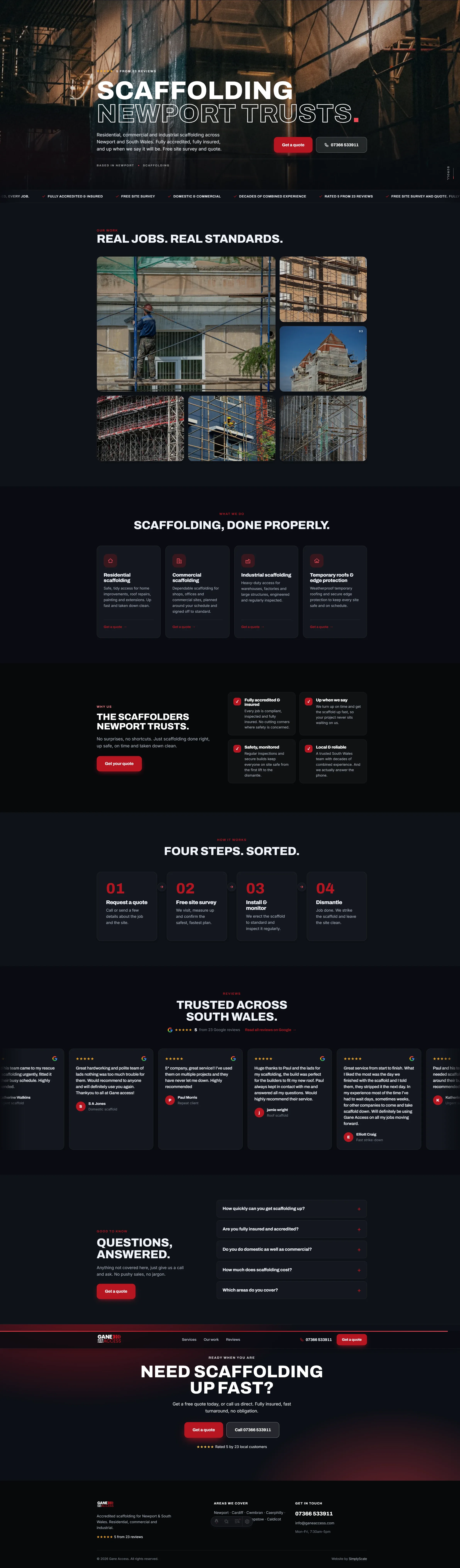 Gane Access website — Scaffolding