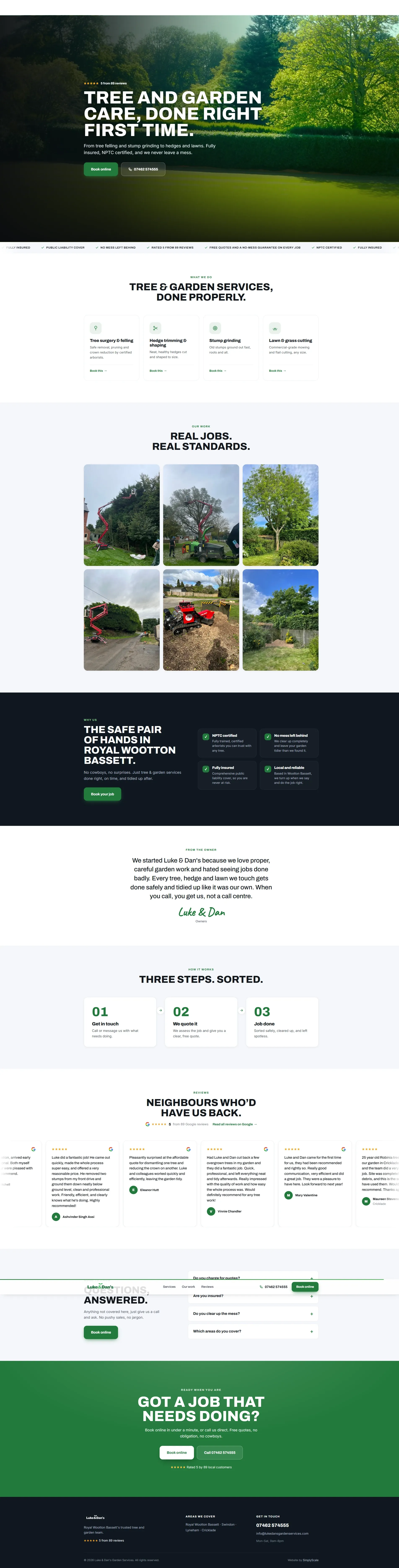 The website built for Luke and Dan's Garden Services