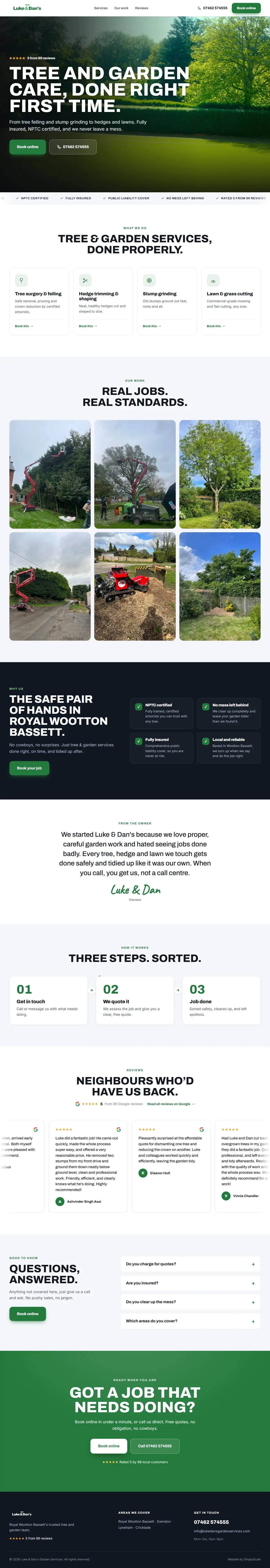 Luke & Dan's Garden Services website — Tree & Garden Services