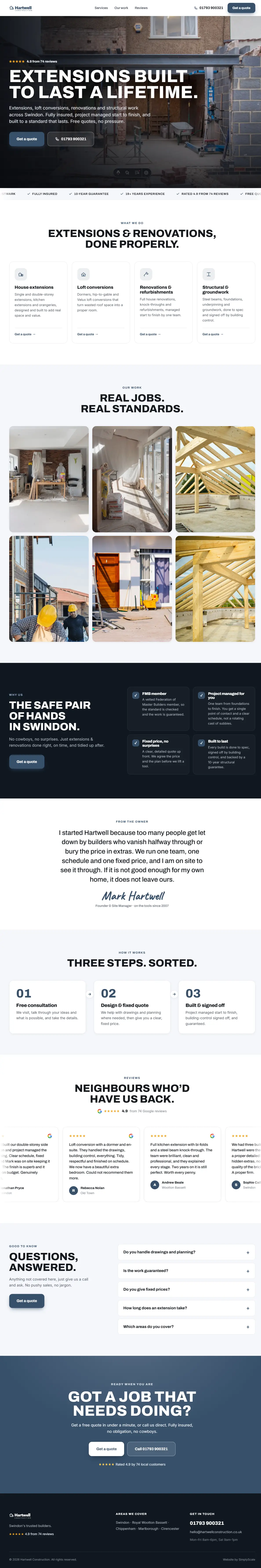 Sample website design, Extensions & Renovations