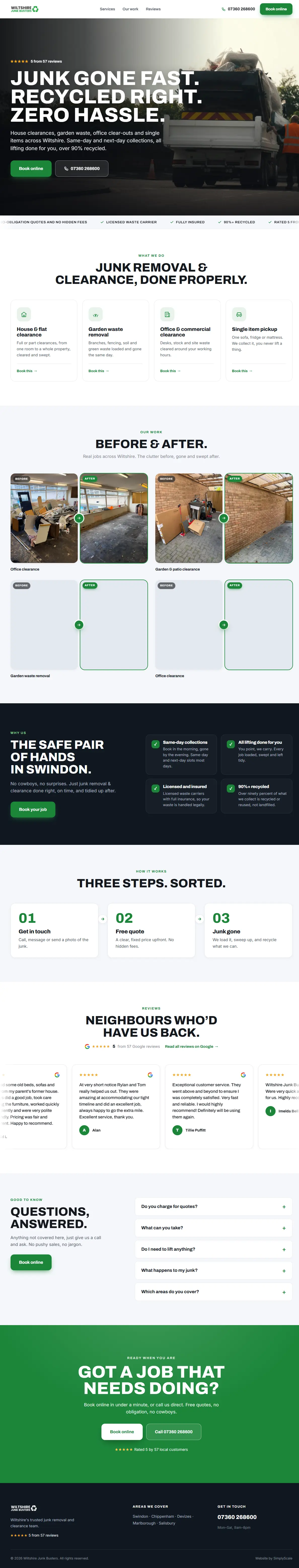 Sample website design, Junk Removal & Clearance