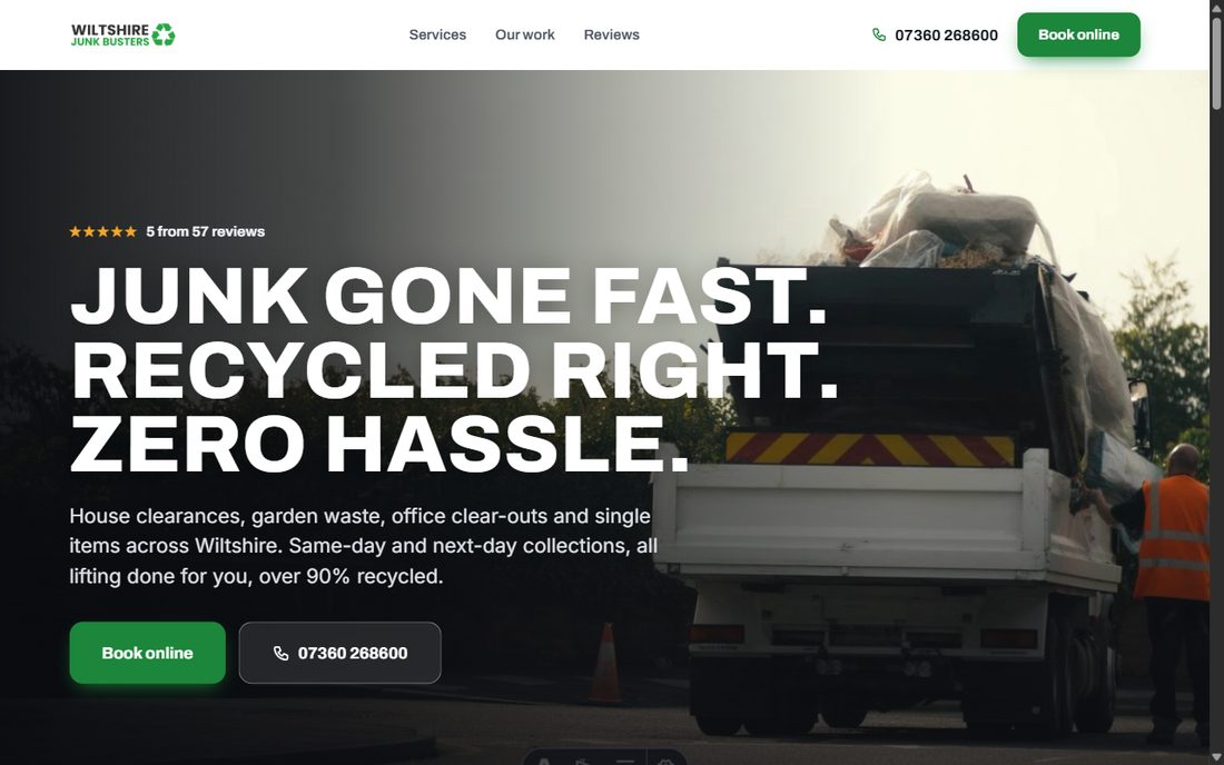 The Wiltshire Junk Busters website, rebuilt by SimplyScale
