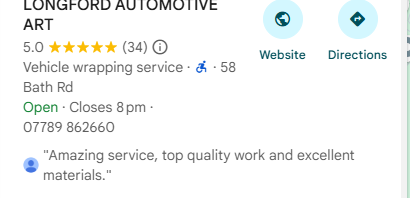 Longford Automotive Art ranked #1 on Google for car wrapping swindon