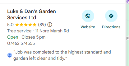 Luke & Dan's Garden Services ranked #1 on Google for garden services royal wootton bassett